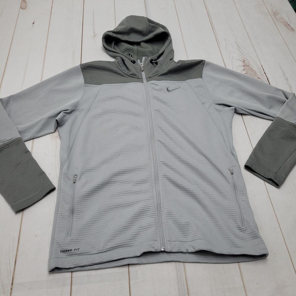 Nike Therma fit full zip hoodie grid fleece colorblock large